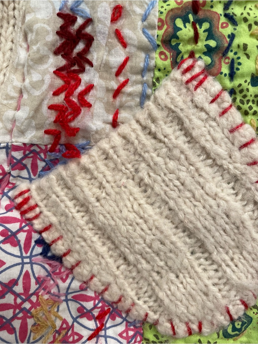Vintage Free People Grandma Goes West Patchwork Knit Cardigan Sweater - Picture 9 of 14